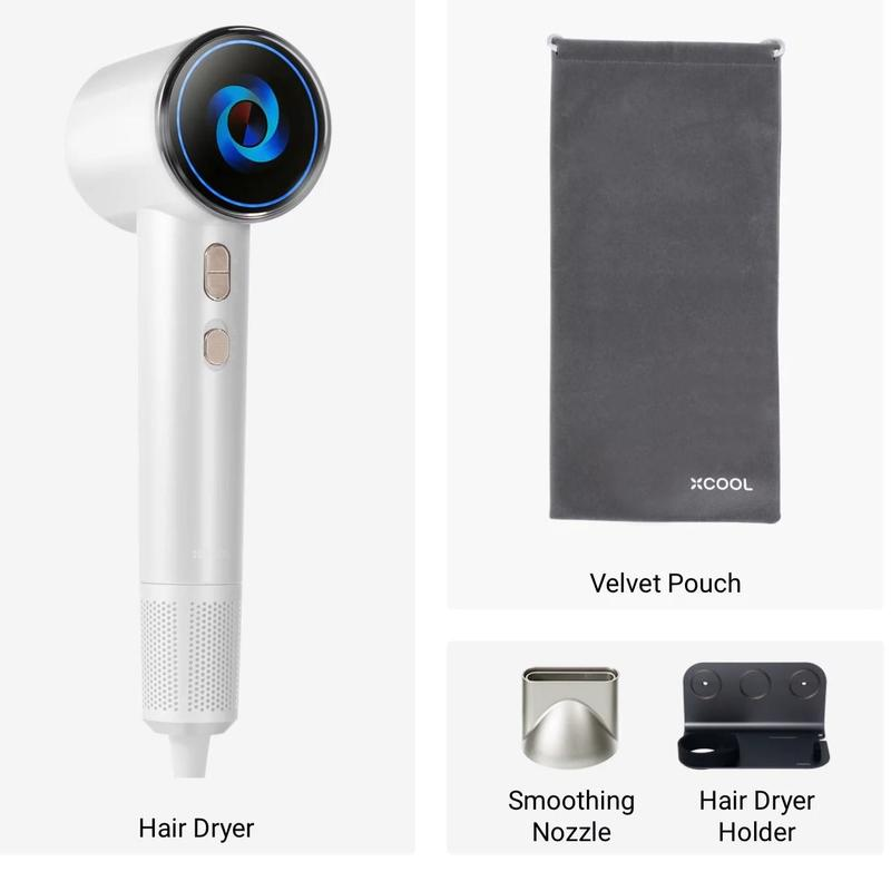 Xcool Supercare 2-In-1 High-Speed Professional Hair Dryer for Fast Drying, Smooth,Ionic Blow Dryer with Magnetic Nozzle, Hair Dryer Holder, Lightweight Baby Hair Dryer for Home, Travel