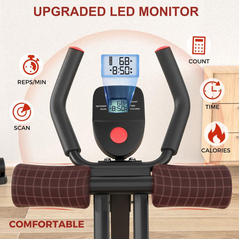 Ab Workout Equipment, Ab Machine Abdominal Exercise Equipment for Home Gym, Foldable Ab Crunch Waist Trainer for Stomach Workout