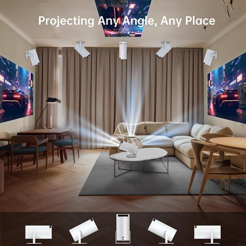 Game Projector with 2 Retro Game Consoles, Mini Projector with Bluetooth and WIFI, 4K Multi-Function HD Portable Outdoor Movie Proyector, Compatible with Iphone/Pc/Laptop