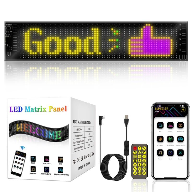 LED Car Sign,Programmable Scrolling Huge Bright Advertising LED Signs, LED Store Sign Bluetooth App Control Custom Text Pattern Animation Programmable LED Display for Store Car Bar Hotel