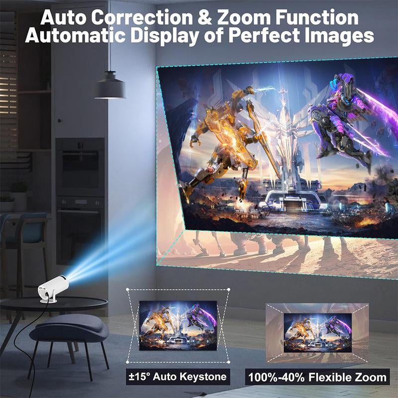 Game Projector with 2 Retro Game Consoles, Mini Projector with Bluetooth and WIFI, 4K Multi-Function HD Portable Outdoor Movie Proyector, Compatible with Iphone/Pc/Laptop