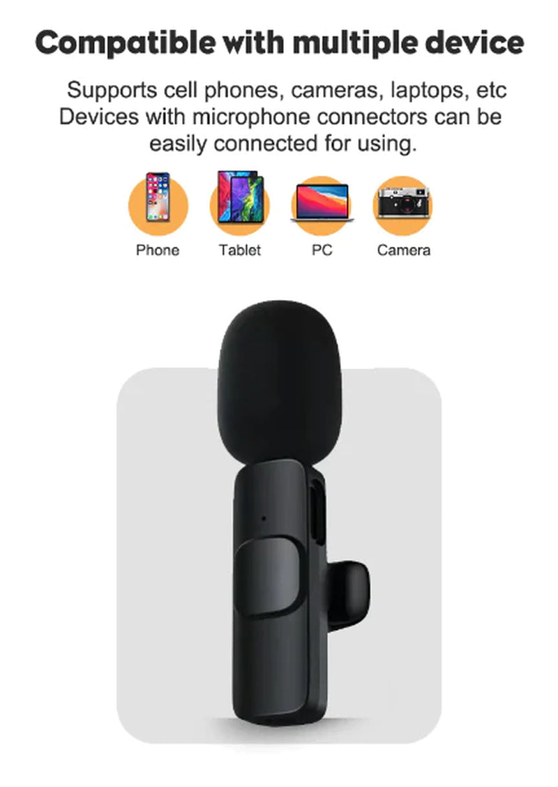 Lavalier Microphone Wireless Audio Video Recording Mini Mic for Android/Iphone