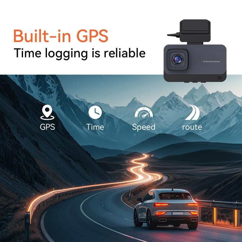 SKDW G351B 4K DUAL Dash Cam Front and Rear, Car Accessories, 3’IPS Display Car Camera, Wifi, Loop Recording Dash Camera