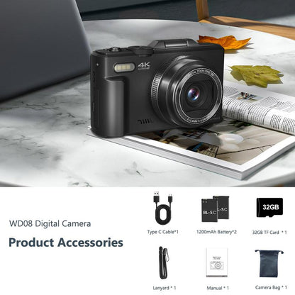 4K Digital Camera for Photography, Auto-Focus 64MP Vlogging Camera for Beginner with 3 Inch 180° Flip Screen, 18X Digital Zoom Point and Shoot Camera with 32GB Micro SD Card & 2 Batteries, Perfect Gifts for Halloween and Thanksgiving