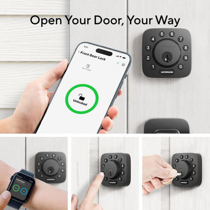 ULTRALOQ U-Bolt Smart Lock (Black), 5-In-1 Keyless Entry Door Lock with Bluetooth and Keypad, Smart Door Lock Front Door, Non-Fingerprint Deadbolt Lock Edition