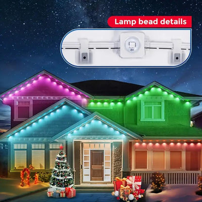 Outdoor Permanent Light 100Ft, Smart RGBIC Eave Light, 72 Scene Modes, IP68 Outdoor Lighting for Holiday Decorations, Parties, 60 Leds