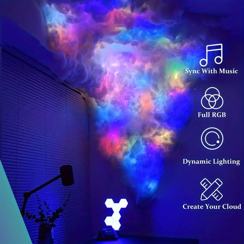 16.4Ft DIY Creative 3D Thundercloud LED Light - Computer Accessories & Peripherals for Gaming Room, Garage, Club, Party - Colorful Atmosphere Night Light with Lightning Cloud Effect-47