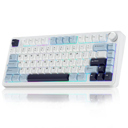 AULA F75 Keyboard 75 Percent Wireless Mechanical Gaming Keyboard, Gasket Hot Swappable Custom Keyboard, Multimedia Scroll Key RGB Rainbow Backlit, 2.4Ghz/Type-C/Bt5.0 Creamy Keyboards Budget Keyboard, Bluetooth Office Computer Volume Knob Boyfriend Gift