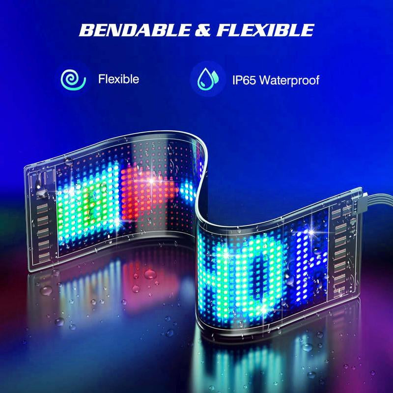 Programmable Led Sign, 14''X4'' Pre-Made Animations & Customizable Text Led Car Sign, Bluetooth APP Control Scrolling LED Sign, Custom,Graffiti Flexible Led Matrix Panel for Car Store Hotel Holiday