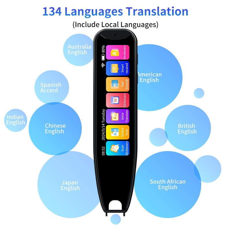 Electronics Translation Pen Portable Smart Digital HD Multi-Purpose Rechargeable Multilingual Smart Electronic Translation Dictionary Pen Versatile Translation Quick Check Professional Translation