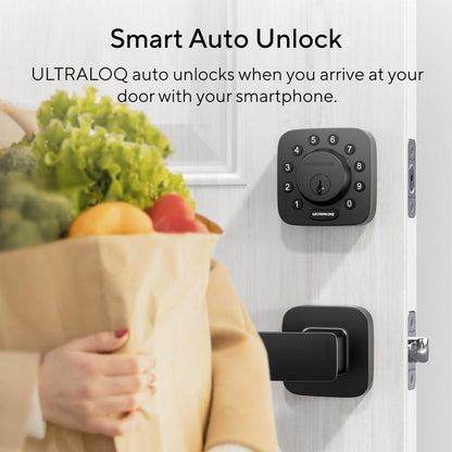 ULTRALOQ U-Bolt Smart Lock (Black), 5-In-1 Keyless Entry Door Lock with Bluetooth and Keypad, Smart Door Lock Front Door, Non-Fingerprint Deadbolt Lock Edition