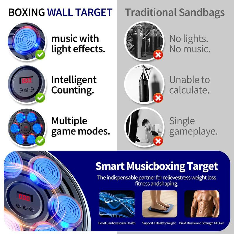 Smart Music Boxing Target, 1 Set Rechargeable Fitness Machine, Boxing Training Equipment, Arm Muscle Training Equipment for Home Gym