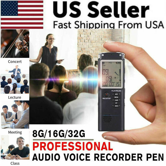 32G Voice Activated Mini Digital Sound Audio Recorder Dictaphone MP3 Player