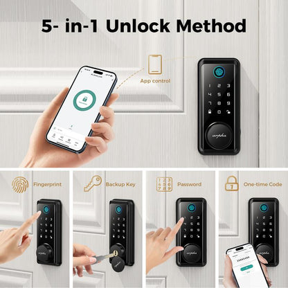 ARPHA D601 Fingerprint Door Lock, Keyless Entry Door Lock Deadbolt, Multiple Entry Methods， APP Control, Auto Lock, IP54 Waterproof, Easy to Install Room Office Home Security