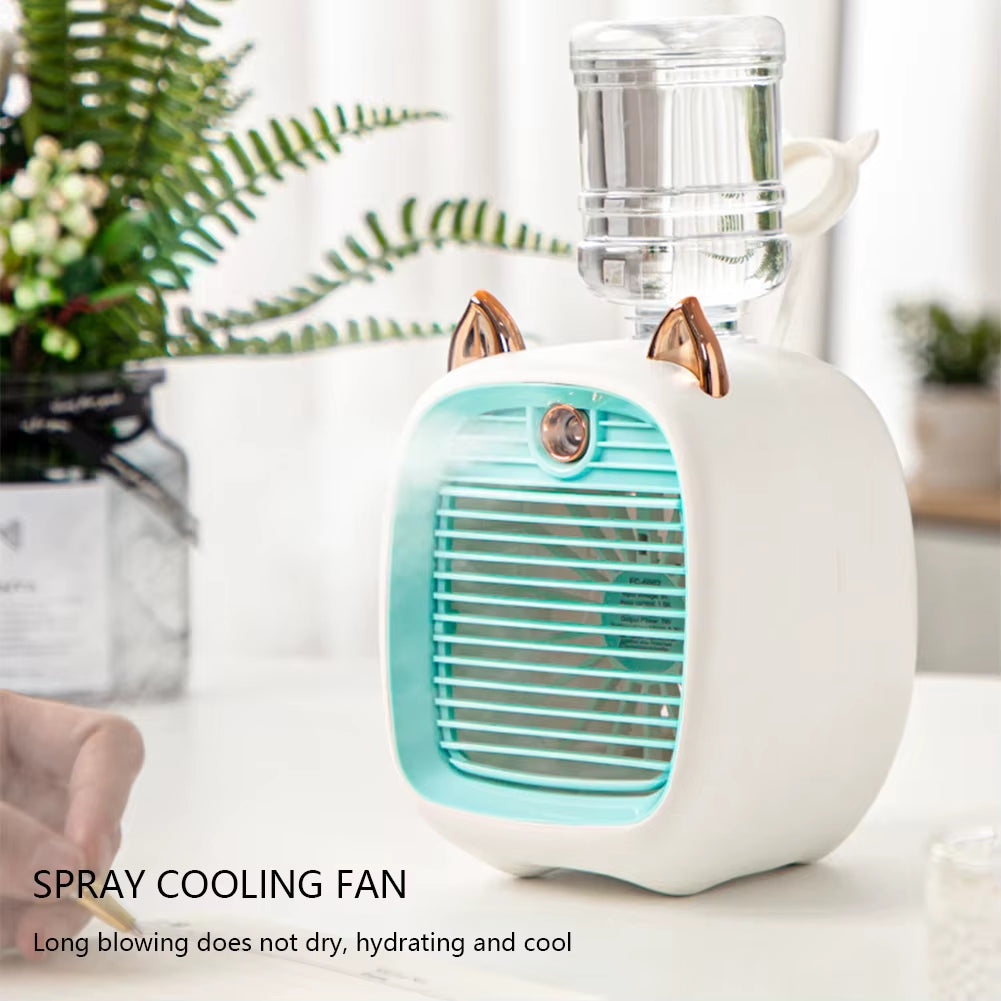 1200Mah Desk Misting Fan USB Rechargeable Water Cooling Fan Adjustable Grid Desktop Air Cooler Replaceable Water Tank Indoor Use