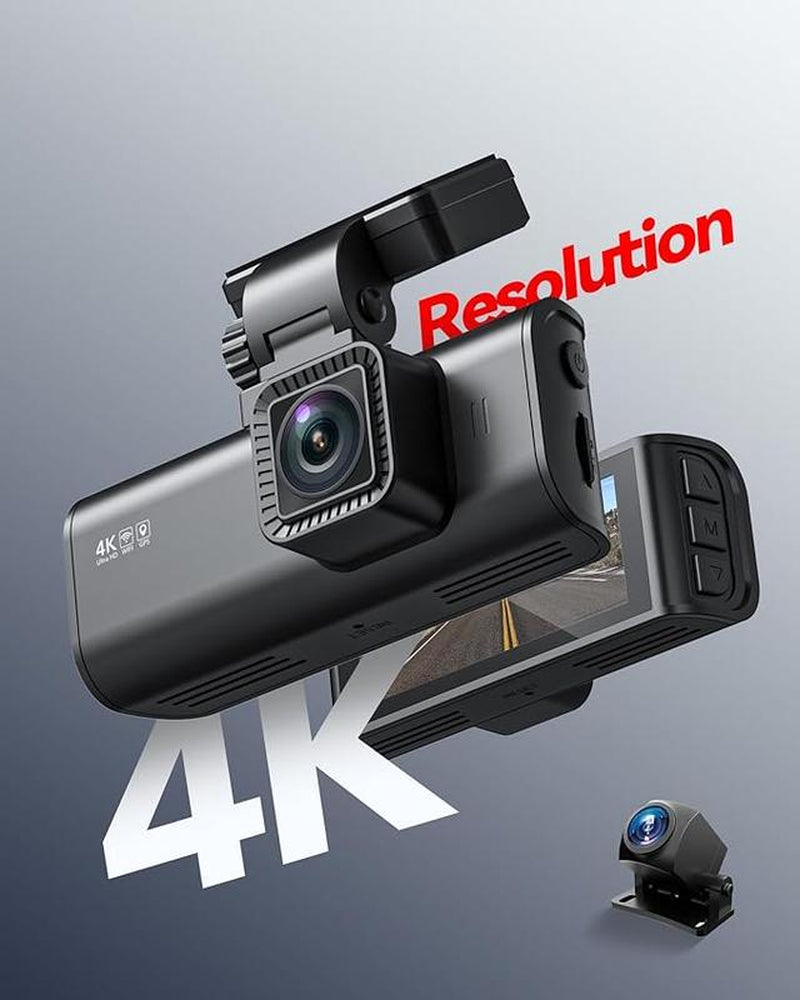 REDTIGER F7N 4K Dual Dash Cam with 64GB Card, Built-In Wifi GPS Front 4K/2.5K and Rear 1080P Dual Dash Camera for Cars,3.18 Inch Screen,170° Wide Angle, Parking Monitor, Support 256GB Max