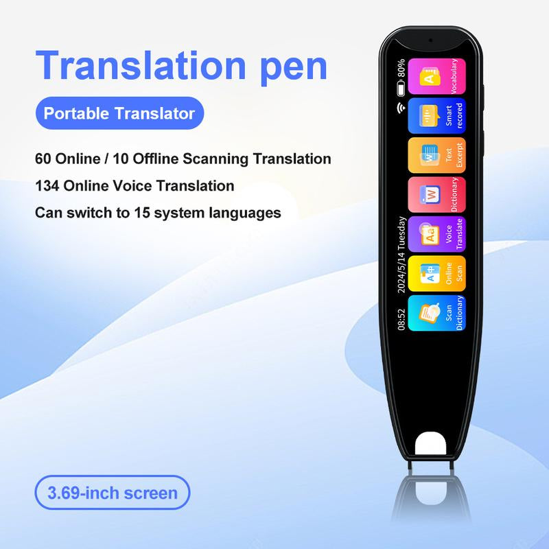 Electronics Translation Pen Portable Smart Digital HD Multi-Purpose Rechargeable Multilingual Smart Electronic Translation Dictionary Pen Versatile Translation Quick Check Professional Translation