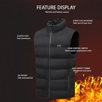 USB Rechargeable Smart Heating Vest, Warm Lightweight Outdoor Vest with Battery, Men'S Winter Sports Gear for Outdoor Activities, Christmas Gift, Heated Winter Vest