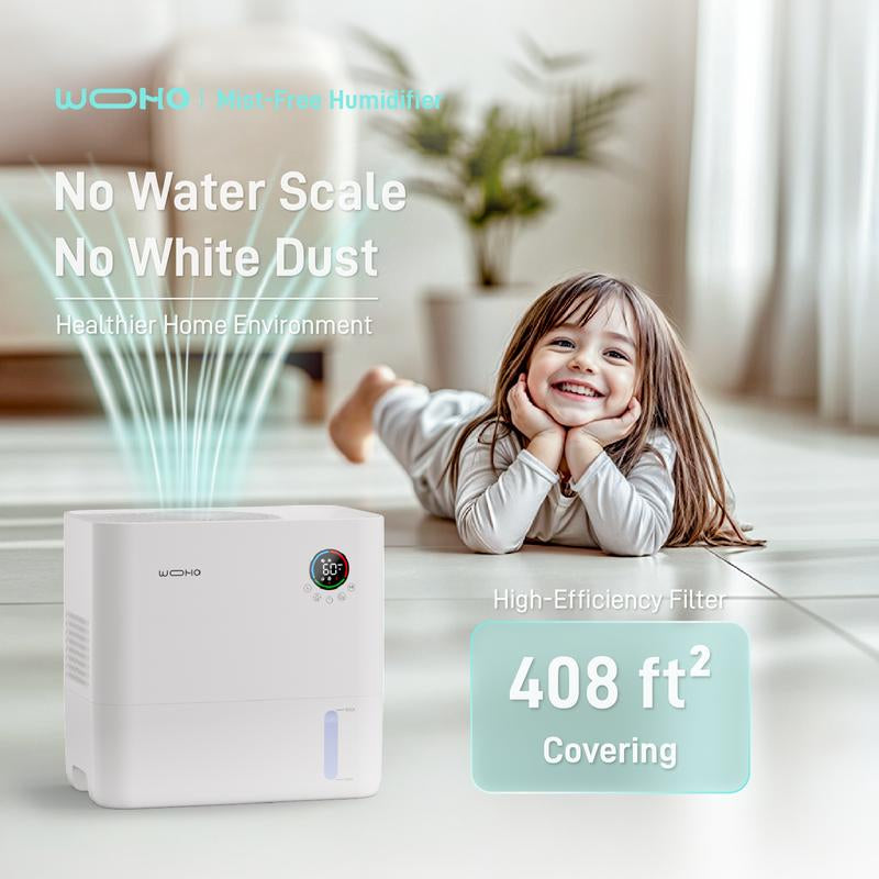 Evaporative Humidifier for Bedroom, 5L Quiet No Mist Humidifier with Aroma Diffuser, 14H Timer, Top-Fill, 5 Speed, No White Dust, Easy to Clean Humidifier for Baby, Nursery, Home & Office