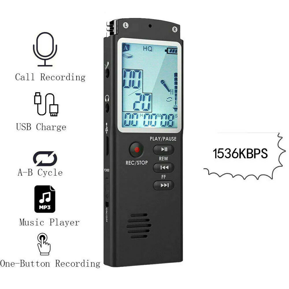 32G Voice Activated Mini Digital Sound Audio Recorder Dictaphone MP3 Player