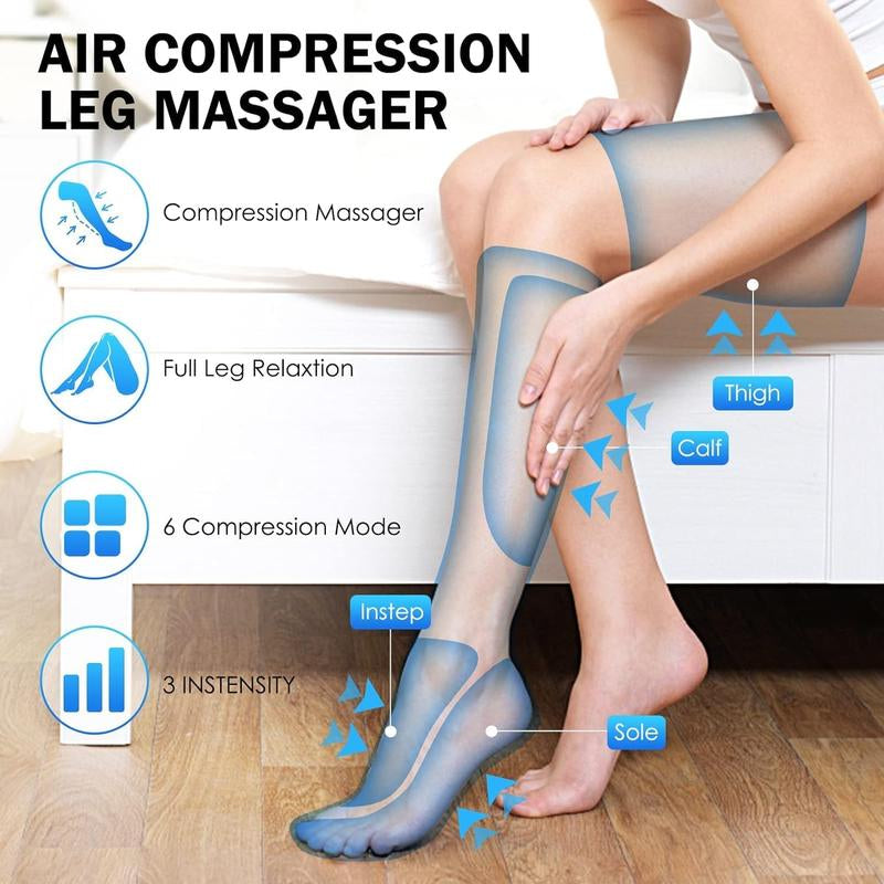 TOLOCO Leg Massager, Leg Massager with Air Compression for Circulation, Relaxation and Pain Relief with 6 Modes 3 Vibration, Perfect Present for Man/Woman/Family, Thanksgiving, Christmas, New Year Gift