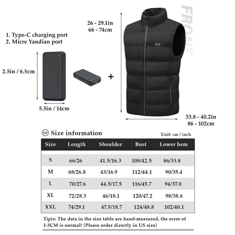 USB Rechargeable Smart Heating Vest, Warm Lightweight Outdoor Vest with Battery, Men'S Winter Sports Gear for Outdoor Activities, Christmas Gift, Heated Winter Vest