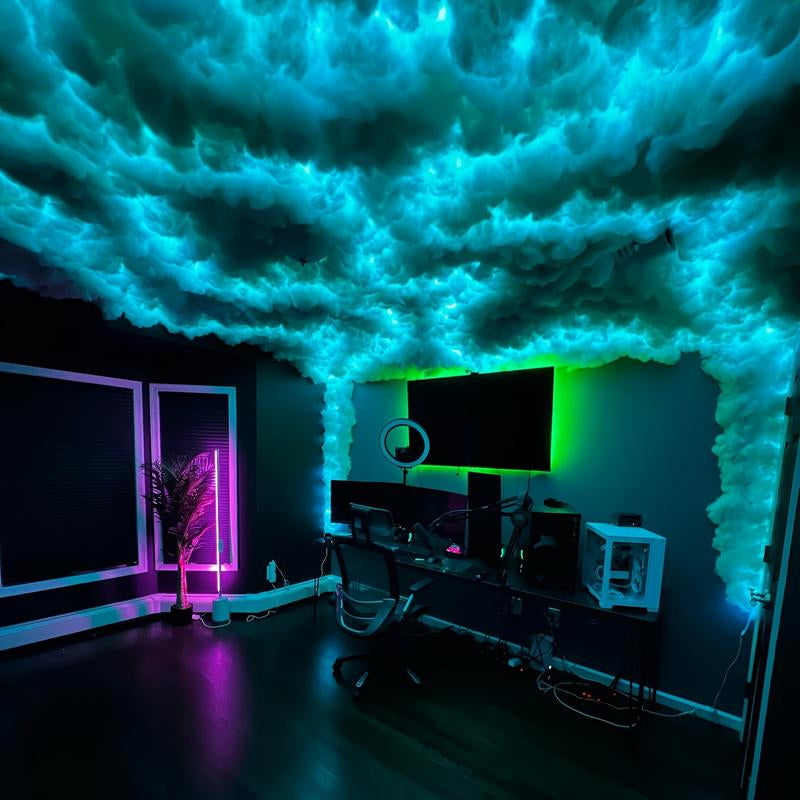 16.4Ft DIY Creative 3D Thundercloud LED Light - Computer Accessories & Peripherals for Gaming Room, Garage, Club, Party - Colorful Atmosphere Night Light with Lightning Cloud Effect-47