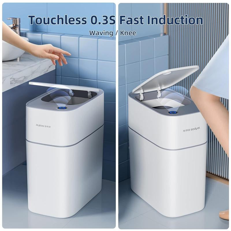 Joybos Touchless Bathroom Trash Can , Waterproof Motion Sensor Garbage Can, Slim Narrow Smart Trash Bin for Office, Living Room, Kitchen,Bedroom