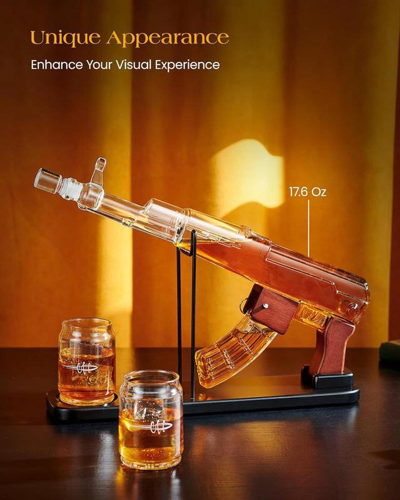 AK-47 Whiskey Decanter Set with Detachable Magazine & Bullet Shell Shaped Glasses for Home Bar, Liquor Whiskey Dispenser - Utensils for Birthday