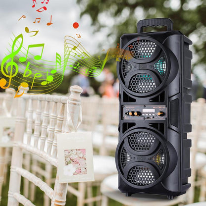 3000W Peak Power Bluetooth Speakers Portable Wireless Speaker with Double 6.5 Inch Subwoofer Heavy Bass,Fm Radio, Microphone, Lights, Remote Control TWS Stereo Sound System Speaker