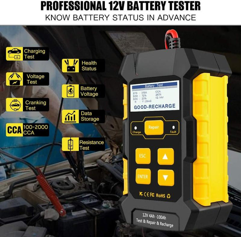 Car Battery Tester 12V 5-Amp, Battery Charger, Fully Automatic Smart Charger