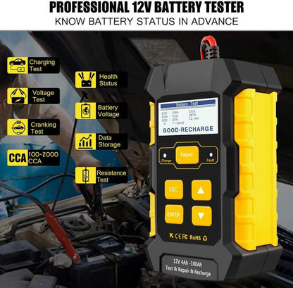 Car Battery Tester 12V 5-Amp, Battery Charger, Fully Automatic Smart Charger