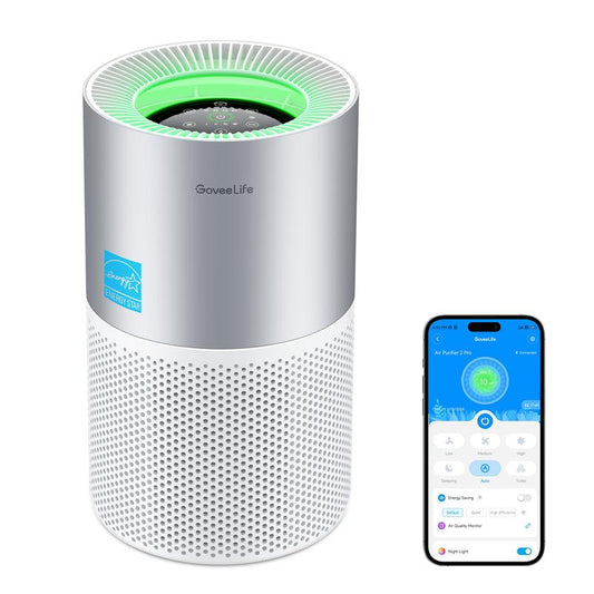 Goveelife Smart Air Purifier for Homes and Large Rooms with Detachable Pre-Filter, Air Quality Monitor, Covers up to 1162Ft², App & Alexa Control for Pet Hair, Pollen, Dust, and Smoke