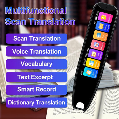 Electronics Translation Pen Portable Smart Digital HD Multi-Purpose Rechargeable Multilingual Smart Electronic Translation Dictionary Pen Versatile Translation Quick Check Professional Translation