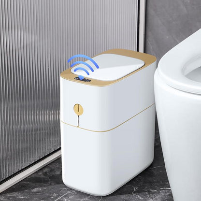 Joybos Touchless Bathroom Trash Can , Waterproof Motion Sensor Garbage Can, Slim Narrow Smart Trash Bin for Office, Living Room, Kitchen,Bedroom