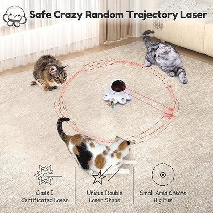 ORSDA Indoor Cat Automatic Cat Toy, Laser Interactive Cat Toy 8 Hole Mouse Mole Mouse Moving Feathers, USB Rechargeabl