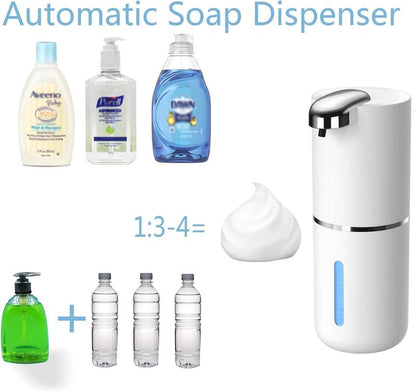 Automatic Foaming Soap Dispenser, 4-Level Adjustable Touchless Soap Dispenser Electric, Rechargeable Foam Hand Soap Dispenser for Bathroom Kitchen, 13.5Oz/400Ml, Wall Mount Auto Soapdispenser