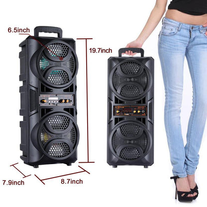 3000W Peak Power Bluetooth Speakers Portable Wireless Speaker with Double 6.5 Inch Subwoofer Heavy Bass,Fm Radio, Microphone, Lights, Remote Control TWS Stereo Sound System Speaker