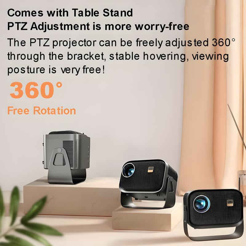 Mini Smart Projector, 4K1080P Decoding Ladder Adjustment, Mobile Computer Synchronized Image Function, Portable Large Screen Projector for Office Outdoor Room Android Projector Portable Projector