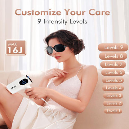 【Buy 1 Get 4】Hair Removal Device for Women and Men, 9 Smart Modes, At-Home Hair Removal Machine for Face Bikini Line Legs Arms Armpits Epilator Blade