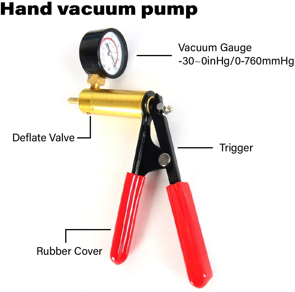 Hand Held Vacuum Pressure Pump Tester Set Brake Fluid Bleeder Bleeding Kit + Box