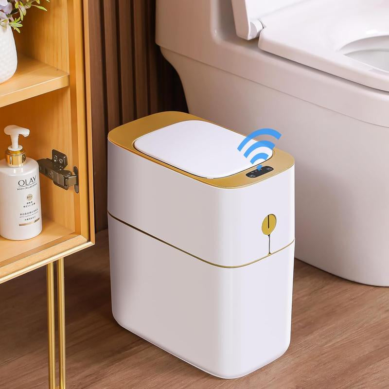 Joybos Touchless Bathroom Trash Can , Waterproof Motion Sensor Garbage Can, Slim Narrow Smart Trash Bin for Office, Living Room, Kitchen,Bedroom