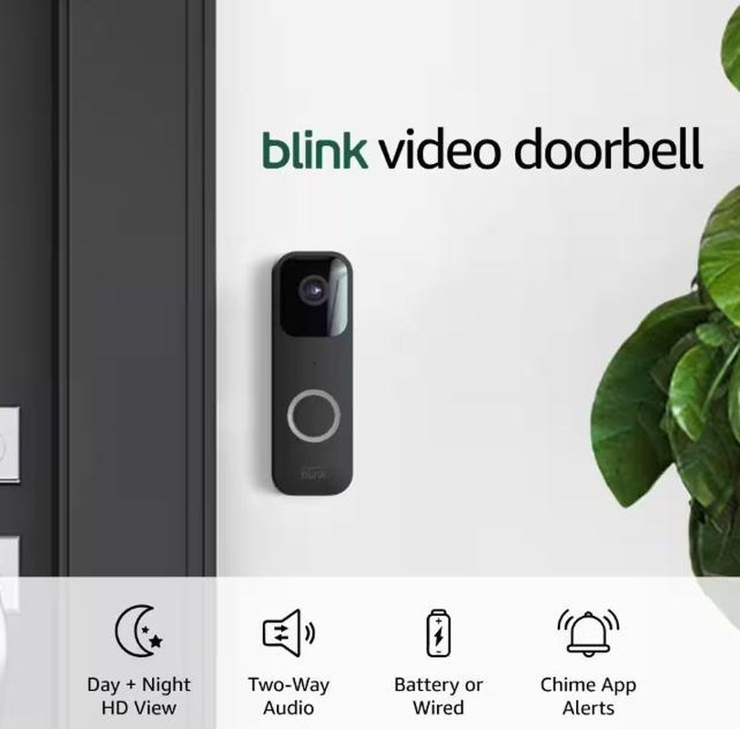 Blink Video Doorbell + Sync Module 2 | Two-Year Battery Life, Two-Way Audio, HD Video, Motion and Chime App Alerts and Alexa Enabled — Wired or Wire-Free (Black)