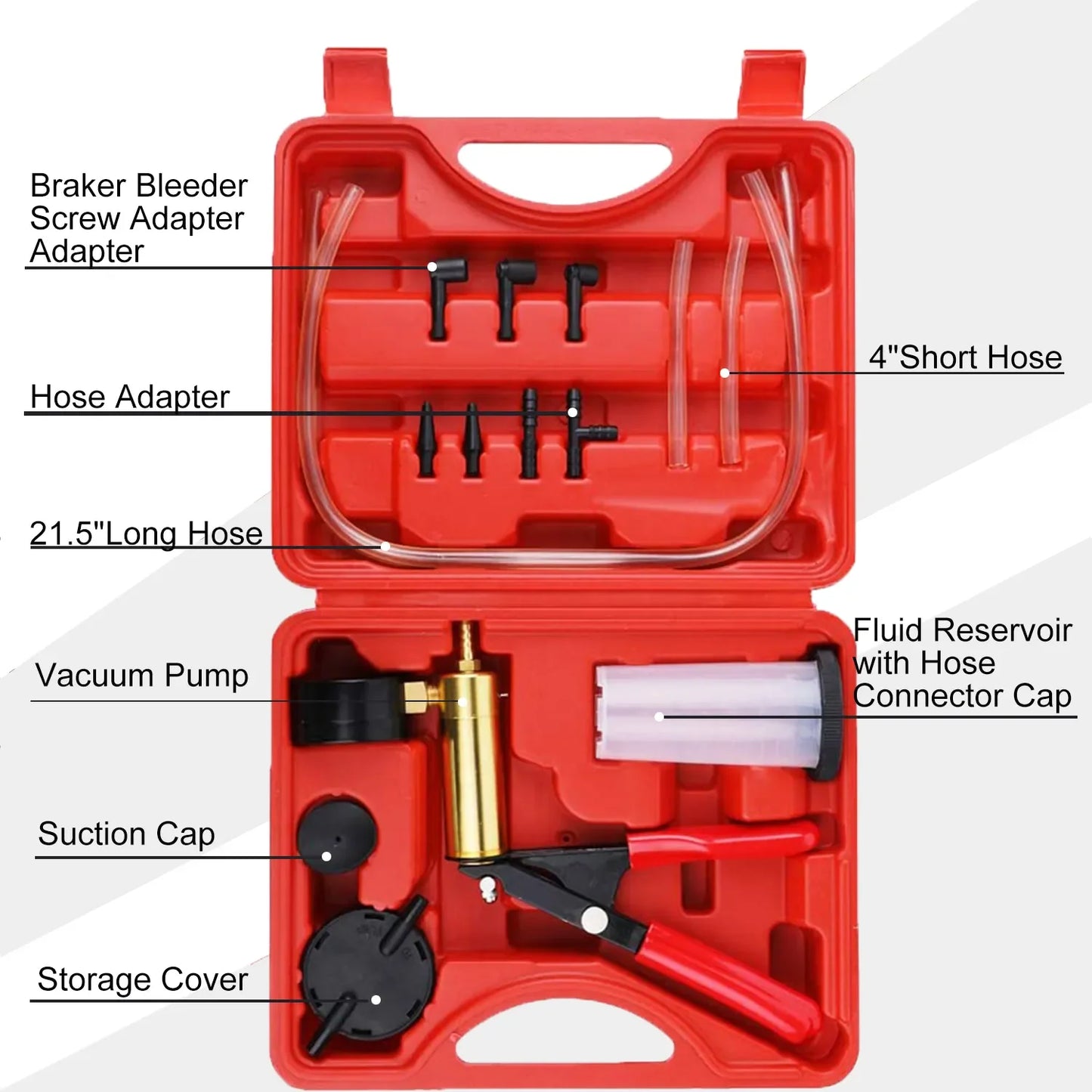 Hand Held Vacuum Pressure Pump Tester Set Brake Fluid Bleeder Bleeding Kit + Box