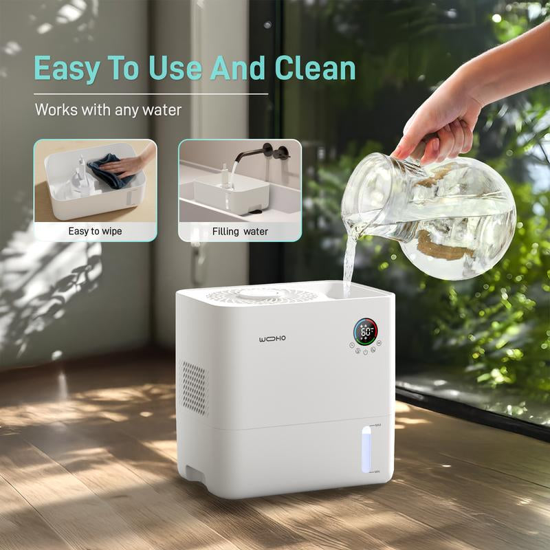 Evaporative Humidifier for Bedroom, 5L Quiet No Mist Humidifier with Aroma Diffuser, 14H Timer, Top-Fill, 5 Speed, No White Dust, Easy to Clean Humidifier for Baby, Nursery, Home & Office