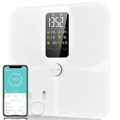 Body Fat Scale, Lepulse Large Display Scale for Body Weight, Accurate Digital Bathroom Scale, Rechargeable BMI Smart Weight Scale with Body Fat Muscle Heart Rate, 15 Body Composition, FSA/HSA Eligible, Lepulse F4 Pro