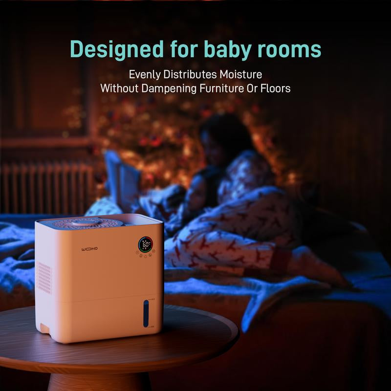 Evaporative Humidifier for Bedroom, 5L Quiet No Mist Humidifier with Aroma Diffuser, 14H Timer, Top-Fill, 5 Speed, No White Dust, Easy to Clean Humidifier for Baby, Nursery, Home & Office