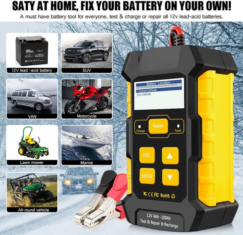 Car Battery Tester 12V 5-Amp, Battery Charger, Fully Automatic Smart Charger