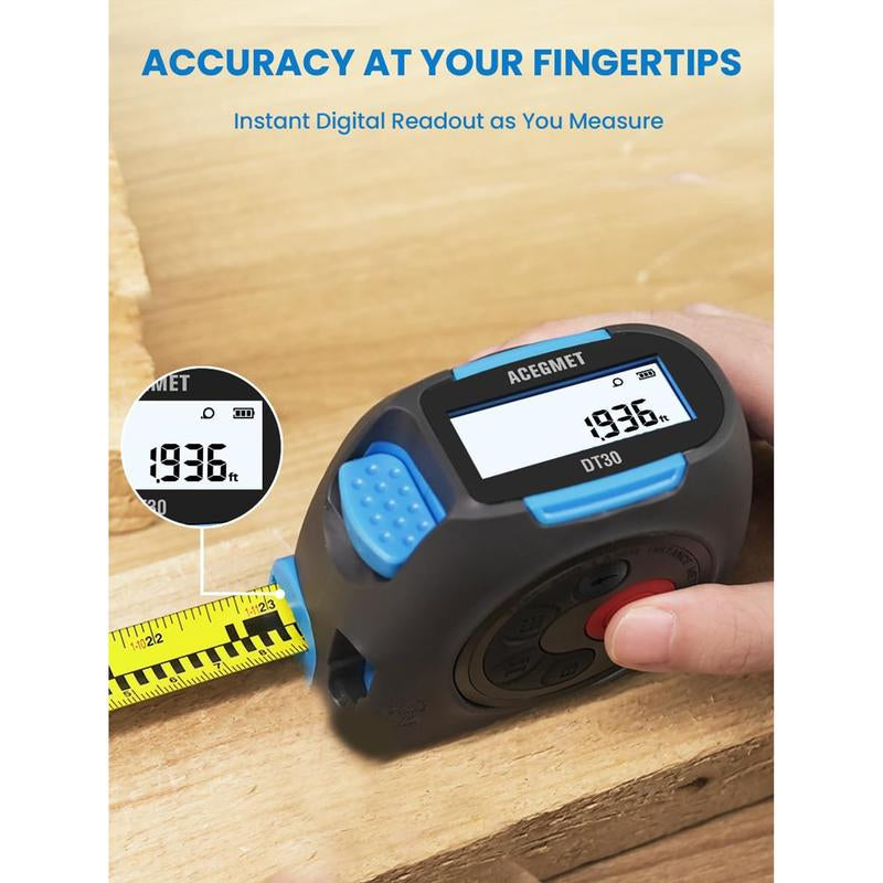 ACEGMET 3-In-1 Digital Tape Measure, 131Ft Laser Measuring Tool & 16Ft Measuring Tape with Instant Digital Readout, Ft/Ft+In/In/M Unit Switching and Pythagorean Mode