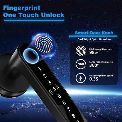 Smart Fingerprint Door Lock, 1 Count Keyless Entry Lock with Keyboard Handle, Digital Electric Biometric Smart Door Lock for Bedroom, Keyless Entry Door Handle